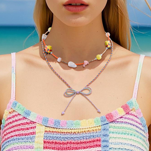 Cuerda ajustable bohemia de playa, collar en capas, colgantes de concha de piedra Natural, regalo de boda duradero no alergénico para mujer - Product Image 6