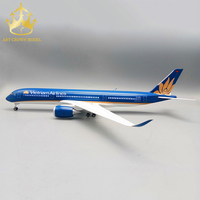 Modèle d'avion en résine Airbus A350 Vietnam Airlines 1:142 avec roues et lumières à commande vocale, cadeau d'affaires