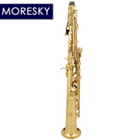 MORESKY Soprano Saxophone Gold Lacquer Finish Black Bb Brass Wind Instrument with Bakelite Head SS-101