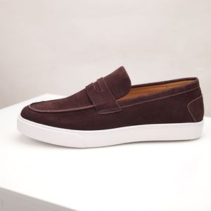 Mocasines sin cordones para hombre, de verano, de cuero genuino, transpirables, de gamuza, con suela suave, informales, cómodos, duraderos y elegantes - Product Image 4