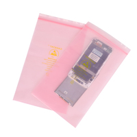 Sacs de protection électrostatique en plastique transparent LDPE rose et bleu personnalisés avec logo, sac à fermeture éclair