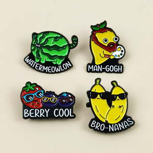 Broches créatives sur le thème des fruits, motifs amusants de dessins animés (pastèque, cochon, mangue et <span class=keywords><strong>peintre</strong></span>), accessoires en émail polyvalents - Product Image 1