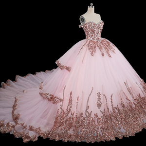 Robes de soirée princesse en dentelle rose avec ceinture pour Quinceañera Jancember HMY02 - Product Image 3