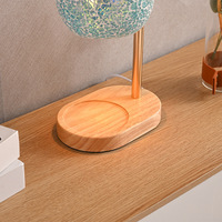 Lampe chauffe-bougie électrique LANJO avec abat-jour en mosaïque de verre, luminosité réglable, lampe d'aromathérapie, impression numérique, double mèche, pour table