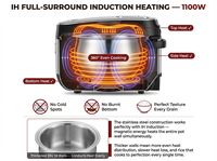 Cuisinière à riz IH sans revêtement, sans aluminium, cuve en acier inoxydable 304, multicuiseur 8-en-1, logo personnalisé OEM
