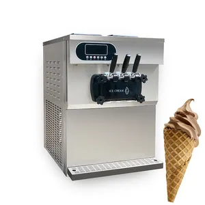 Machine à cône de mélange de trois couleurs réfrigérées, trémie supérieure de bureau, distributeur de crème glacée en stock