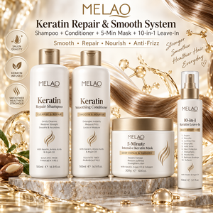 Ensemble de soins capillaires à la kératine OEM, sans sulfate, shampooing et après-shampooing, huile d'argan, réparation des cheveux abîmés, anti-frisottis, lissage, qualité salon - Product Image 2
