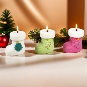 Moule en résine en forme de chaussette de Noël en gros, moule en silicone 3D DIY pour bougies parfumées et décoration intérieure - Product Image 3