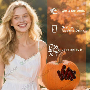 Yetişkin saç büyüme ve güzellik faydaları için WELLBODY Vegan kabak çekirdeği yağ yumuşak jel kapsüller - Product Image 5