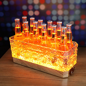 Cubo de hielo cuadrado iluminado con LED, enfriador de cerveza de plástico para fiestas con diseño de frutas, para bar, KTV, tina para bebidas - Product Image 1