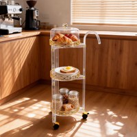 Carrito de Catering Multiusos Acrílico Dorado de Alta Calidad para Banquetes, Carrito Portátil para Flores para Bodas y Cumpleaños