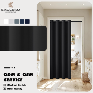 Cortina Opaca para Puerta y Ventana, Separador de Habitaciones, Cortina para Cuarto de Vestir con Ojales y Barra, Botón Magnético - Product Image 1