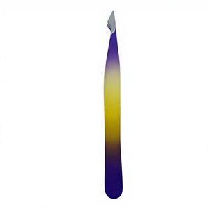 Juego de pinzas para desplumar el cabello de cejas de alta calidad profesional, recortador de extensión de pestañas de belleza con punta inclinada curvada - Product Image 1
