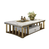 Ensemble table basse et meuble TV minimaliste italien de luxe léger en marbre et coquillages, avec structure en acier inoxydable, pour petits salons, mobile