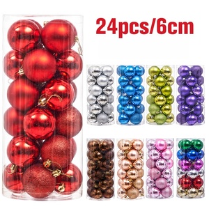 Décorations de Noël, ensemble de 24 boules de Noël suspendues de 3/4/6/8 cm, boules colorées, décorations de Noël pour l'arbre de Noël, ornements décoratifs pour les fêtes - Product Image 1