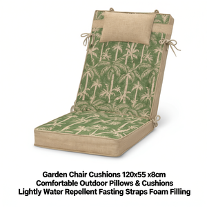 Cuscini per Sedie da Giardino 120x55x8cm, Comodi Cuscini da Esterno Leggermente Idrorepellenti con Cinghie di Fissaggio e Imbottitura in Schiuma - Product Image 1