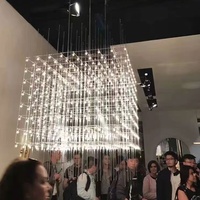Lustre en cristal décoratif ciel étoilé, cube en verre, luminaire suspendu LED, style contemporain, décoration intérieure