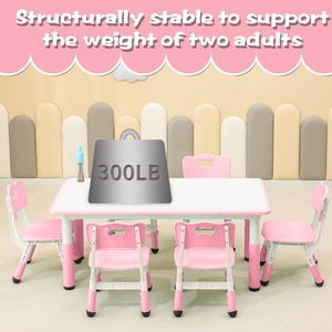 Ensemble table et chaise d'étude modernes réglables en hauteur pour enfants, meubles <span class=keywords><strong>de</strong></span> maison en MDF, ensemble table et chaise pour tout-petits pour les jardins d'enfants - Product Image 3