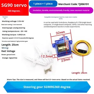 Servomotor SG90 9g MG996R MG90S 360 ° /180 °   Rotación para Proyectos de Bricolaje con Robots, Drones y Aviones RC - 9 Gramos de Alto Torque - Product Image 2
