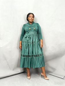 Nuovo stile Miyake di alta qualità modesto moda solido manica lunga abito Midi <span class=keywords><strong>con</strong></span> pieghe eleganti taglie forti abiti <span class=keywords><strong>a</strong></span> pieghe <span class=keywords><strong>con</strong></span> scollo <span class=keywords><strong>a</strong></span> V - Product Image 4