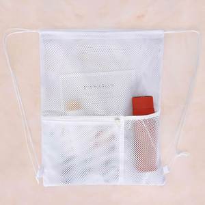 Custom logo Mesh <b>Drawstring</b> <b>Backpack</b> Bag Net Back Pack Multifunction Mesh Bag for Swimming Athletic Gym Beach - Product Image 2
