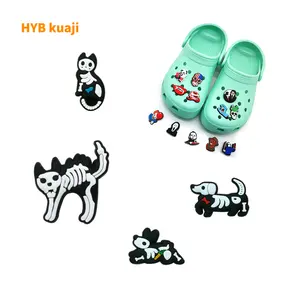 HYB kuaji décoration de chaussures pvc 2d X ray style horreur chien crâne motif breloques designer personnalisé vente en gros breloques de chaussures