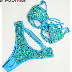 Samba carnevale cintura reggiseno in filo di pancia e collant perline a mano Passista concorso Cabaret Broadway Theater Mardi Gras, veline di Las Vegas - Product Image 3
