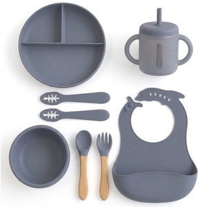 Juego de Vajilla de Regalo para Bebés, Ecológico, Libre de BPA, de Silicona, Babero, Tazón, Cuchara, Platos, Biberones, Set de Alimentación - Product Image 2