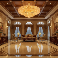 Grand lustre rond en cristal de luxe européen, luminaires pour hôtel, restaurant, hall, lampes de plafond en verre doré pour salon