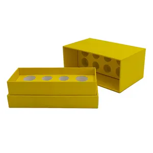 화장품 용 상자 포장 종이 상자가있는 맞춤형 노란색 뚜껑 및베이스 향수 병
