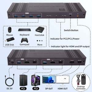 Elanby Black 2x2 Double Moniteur pour Commutateur KVM Contrôleur IR pour Résolution 3840x2400 2 Ports 2 Ordinateurs En Stock - Product Image 5