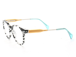Montures de lunettes à rayures zébrées blanches en gros K9221 Acétate de haute qualité unisexe rond <span class=keywords><strong>noir</strong></span> pour lunettes de lecture - Product Image 5