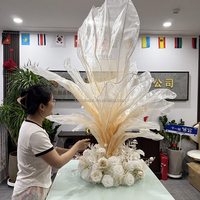 Centres de table de mariage de haute qualité SMS, fleurs géantes à dégradé de couleurs, fleurs en organza de soie, installation artistique florale pour la décoration de table de banquet