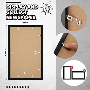 Cadre mural pour journaux 11x22 pouces, cadre d'affichage noir pour médias avec plexiglas transparent - Product Image 3