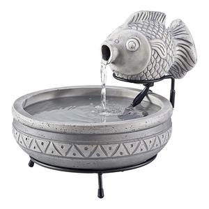 <span class=keywords><strong>Fontaine</strong></span> d'eau <span class=keywords><strong>solaire</strong></span> en résine grise, 1 pièce, effet ciment, figurine de poisson en extérieur, décoration pour étang, patio et <span class=keywords><strong>balcon</strong></span> - Product Image 1