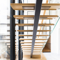Marchepied d'intérieur en bois de chêne avec limon en acier Escalier complet de bricolage