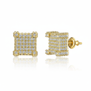10K Gold Real Natural Diamond Ice-Out <b>Earrings</b> Screw <b>Back</b>-Elegant and Luxurious Jewelry - Product Image 2