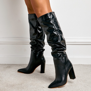 Western Style Botas De Tacon 2025 Fall Winter White Leather Women's Knee High <b>Boots</b> - Product Image 5