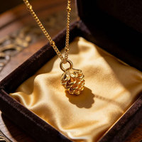 Joyería de Lujo al por Mayor, Collares con Colgante de Piña en Plata de Ley 925 Chapada en Oro de 18K para Mujer