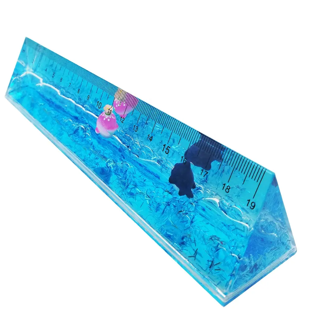 19CM échelle Triangle PMMA acrylique décoratif bulle Aqua Aquarium océan parc Flotage liquide mouvement eau baleine flotteur règle