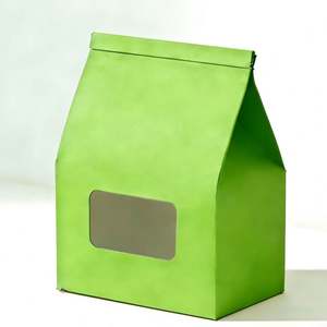 Bolsa de Papel Kraft con Fondo Plano y Cierre de Cremallera, Impresa Personalizada, para Envasado de Alimentos, con Ventana - Product Image 1