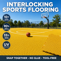 Dalles de sol sportives modulaires emboîtables, absorbant les chocs, résistantes aux UV, pour surfaces de terrains extérieurs