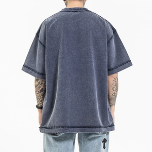 T-shirt pour homme, logo personnalisé, haute qualité, surdimensionné, ample, épaules tombantes, design vintage, lavé - Product Image 2