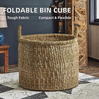 Corbeille de rangement pliable moderne de haute qualité du Vietnam, imperméable, en tissu de coton et de lin, robuste, pour le rangement des vêtements