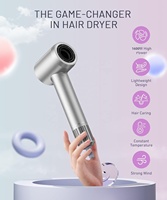 Sèche-cheveux professionnel ionique portable Super Wind à séchage rapide 1600W 36m/s 110000RPM Vent Argenté Trèfle à quatre feuilles