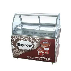 Economic Price Hight Quality Ice Cream Gelato Showcase Display Freezer With 12 Pans