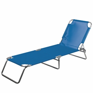 Lit de plage VIAREGGIO ALU TEXT 2/1 BLEU MEL - Product Image 1
