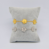Bracelet ajustable en acier inoxydable de style européen et américain, fait main, bijoux tendance, motif floral, plaqué or 18 carats, pour femme, anniversaire