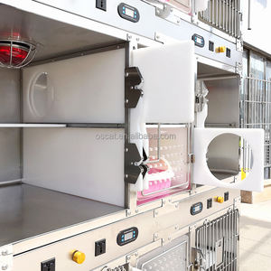 Cages pour chats OSCAT en acier inoxydable, 3 niveaux, 9 portes, avec lumière chaude, équipement médical pour animaux de compagnie, pour cliniques vétérinaires - Product Image 2