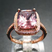 Bague en argent de style mode avec Morganite rose taille émeraude pour filles - Vente en gros